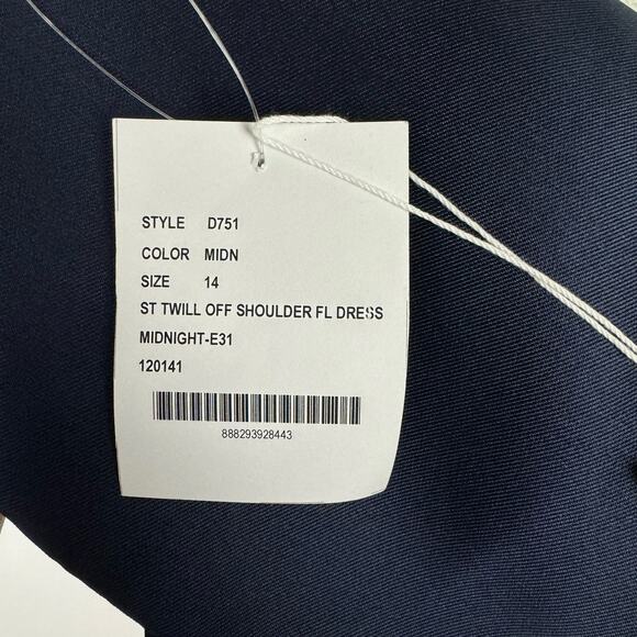 ALFRED SUNG D751 Midnight Navy NWT Off the Shoulder Criss Cross Back Satin Dress - Picture 11 of 15